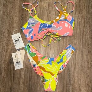 NWT Maaji Multicolor Floral Reversible Bikini Set Size Medium